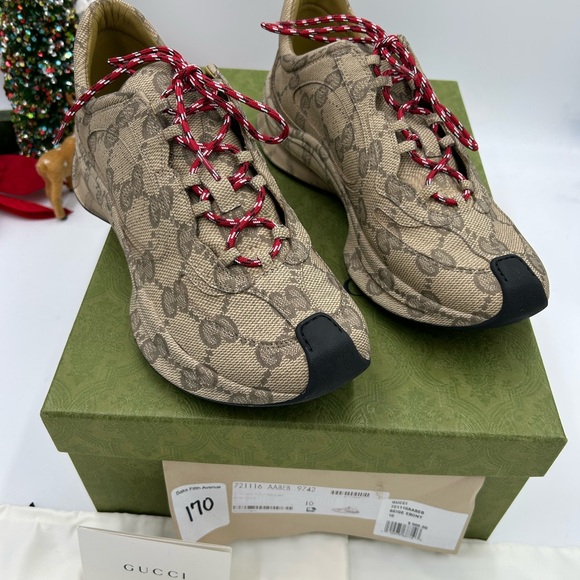 Men’s Gucci GG logo print run sneakers size 10 made in Italy - Picture 2 of 9